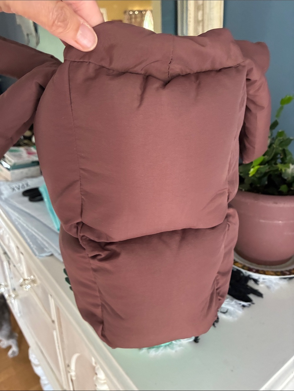 My Mum Made It Quilted Puffy Tote Bag in Brown - Picture 3 of 9
